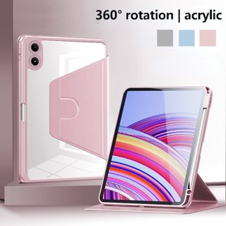 Dành Cho Redmi Pad Pro 12.1 2024 SE Ốp Lưng 11 Inch Xoay 360 Acrylic Trong Suốt Cứng Máy Tính Bảng Dành Cho Xiaomi Pad 6S Pro 12.4 Pad5 / 6 Pro 11 Bao Có Giá Đỡ Bút Chì