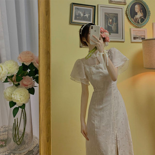Sườn Xám Cải Tiến Phong Cách Nhẹ Nhàng Phong Cách Cung Điện Mai Retro Tính Khí Thiết Kế Cổ Tích Pháp Đầm Mỏng Phong Cách Mùa Hè