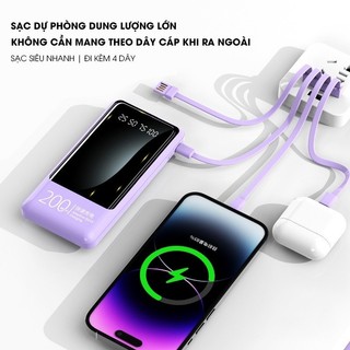 Pin Sạc Dự Phòng AK-121 Dung Lượng 20000mah Kèm 4 Cáp Sạc 5 Output  Và 1 Inpout type-C DL Tech