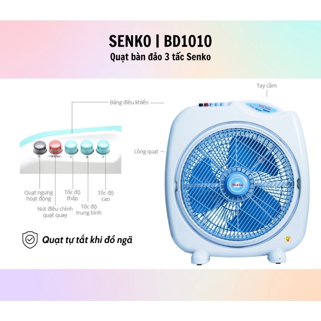 Quạt bàn đảo SENKO BD1010. Tự ngắt khi đổ