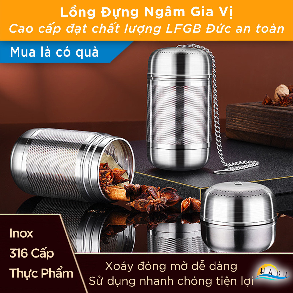 Lồng Đựng Gia Vị Nấu Phở, Hầm Gà, Pha Trà Inox 316 SSGP, Túi Lọc Inox An Toàn, Giữ Nước Dùng Trong