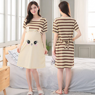 Phụ Nữ Điều Dưỡng Đầm Confinement Quần Áo Bà Bầu Tay Ngắn Xuân Hè Sau Sinh Điều Dưỡng Bộ Đồ Ngủ Nhẹ Nhà Thoải Mái Phiên Bản Hàn Quốc