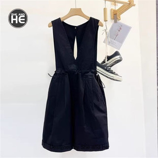 Đen Giảm Tuổi Tính Khí Hàn Quốc Yếm Quần Short Nữ Mùa Hè 2024 Thiết Kế Phong Cách Mới Rời Thời Trang Mỏng Hơn Nhìn Jumpsuit