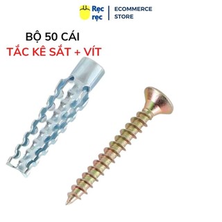 50 cái Kèm Vít tắc kê sắt, Tắc kê nở bằng sắt, chống bung, rơi, dùng cho Tường Gạch, Gỗ, Xi Măng