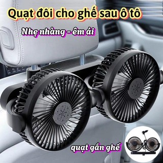 Quạt đôi ô tô cho hàng ghế sau 12v, 24v xoay 360 tiện ích trên ô tô, quạt mini xe hơi ghế sau
