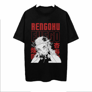 Áo thun Demon Slayer: Kimetsu no Yaiba Rengoku (Black) ngắn tay