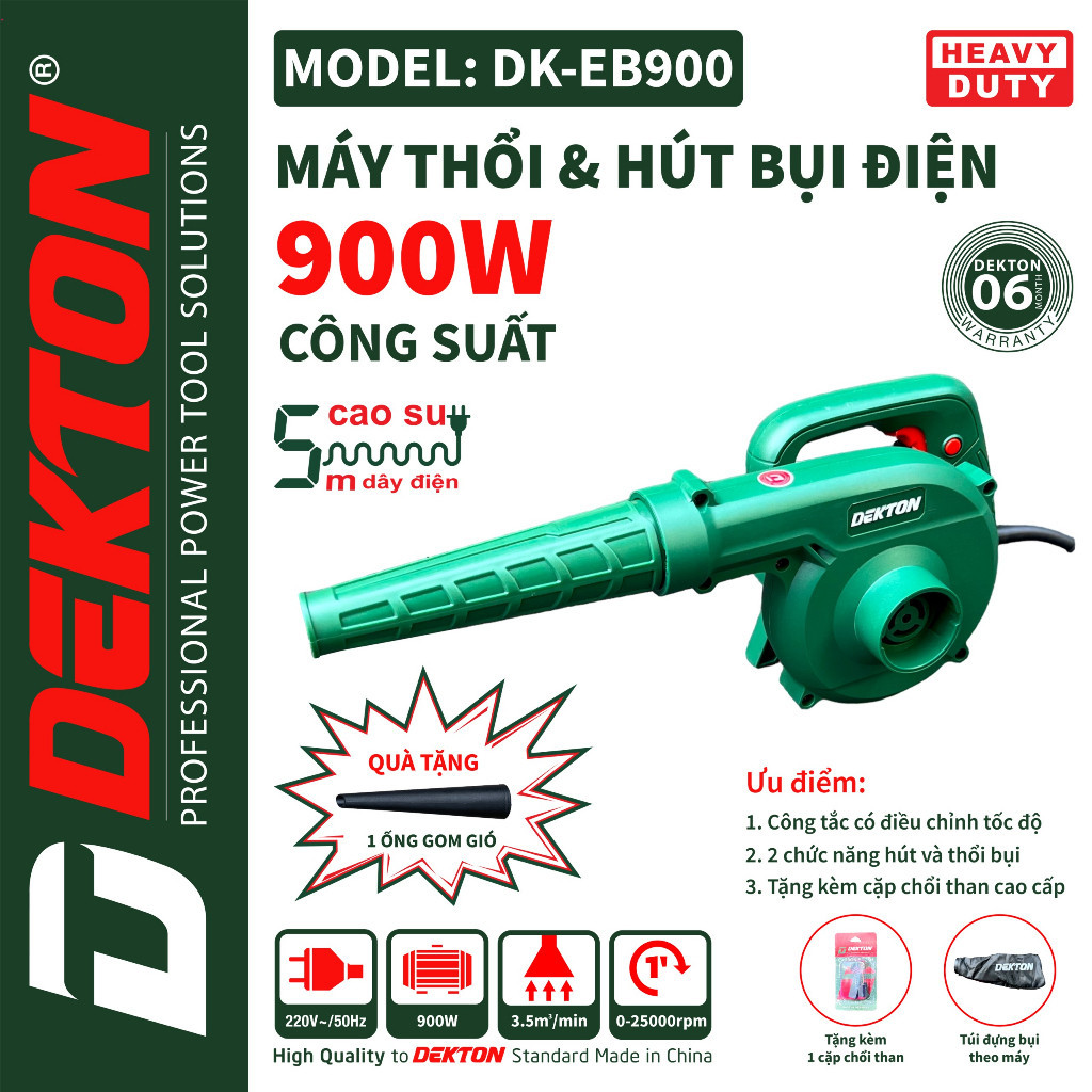 Máy Thổi & Hút Bụi Điện Dekton 900W - DK-EB900 - Nhỏ Gọn Lượng Gió Thổi Siêu Mạnh