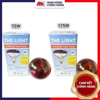 Hộp 2 bóng đèn sưởi ấm hồng ngoại The Light 75W, 175W sưởi ấm cho heo con, gà con, đèn úm trứng gà vịt
