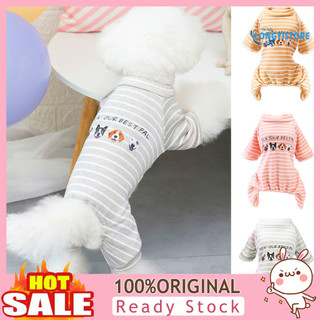Yamaler Thú Cưng Áo Sọc In Giữ Ấm Đáng Yêu Dày Chó Jumpsuit Trang Phục Cho Mùa Thu