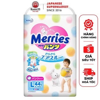Tã quần merries nội địa nhật size l , gói 44 miếng - bỉm quần cho bé merries nội địa nhật thấm hút tốt