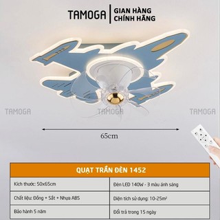 Quạt trần có đèn TAMOGA 1452 hình máy bay trang trí phòng ngủ cho bé động cơ 6 số + Tặng kèm điều khiển từ xa