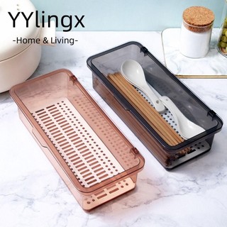 YYlingx  Đồ Dùng Hộp Bảo Quản Thìa Và Nĩa Drainer Đa Năng Nhựa Và Drainer Dao Kéo Giá Đỡ Hộp Tổ Chức