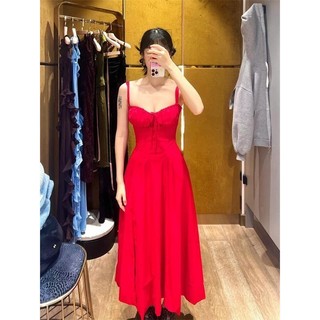 Pháp Ngọt Ngào Cô Gái Nóng Tính Khí Không Tay Sling Đầm Nữ Mùa Hè Phong Cách Mới Tinh Khiết Khát Hẹp Eo Ôm Hơn Nhìn Giữa Chiều Dài Váy