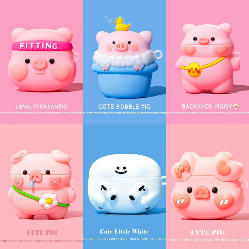Ốp Lưng Piggy Airpods Pro Dễ Thương Airpods 3 Ốp Lưng Silicon Airpod Màu Hồng Airpods Gen 3 Ốp Lưng 
