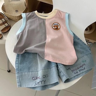 Phong Cách Hàn Quốc Quần Áo Trẻ Em Áo Vest Cotton Nguyên Chất Bé 24 Quần Áo Mùa Hè Bé Trai Bé Gái Thời Trang Phù Hợp Với Màu Sắc Phù Hợp Với Áo Thun Không Tay
