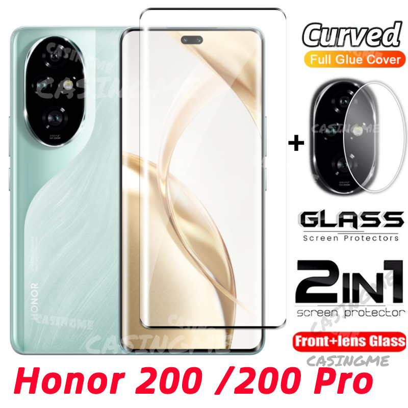 Honor 200 5G 200Pro 2024 Phim Kính Cường Lực Cong Bảo Vệ Màn Hình 2 Trong 1 Cho Honor200 200Honor Honor 200 Pro 5G 200Pro 4G 2024 Kính Cường Lực Full Cover Mặt Trước Ống Kính Mặt Sau