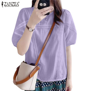 Zanzea Nữ Thời Trang Hàn Quốc Cổ Tròn Tay Ngắn Màu Chắp Vá Áo Rời