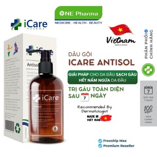 Dầu Gội iCare Pharma Antisol dược liệu pH 6.5 làm sạch gàu, giảm ngứa và bết tóc 240ml