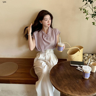 Cybele áo sơ mi nữ áo kiểu hàn quốc dramatic thanh lịch Phong cách rực rỡ WCS24603BC 23Z240607