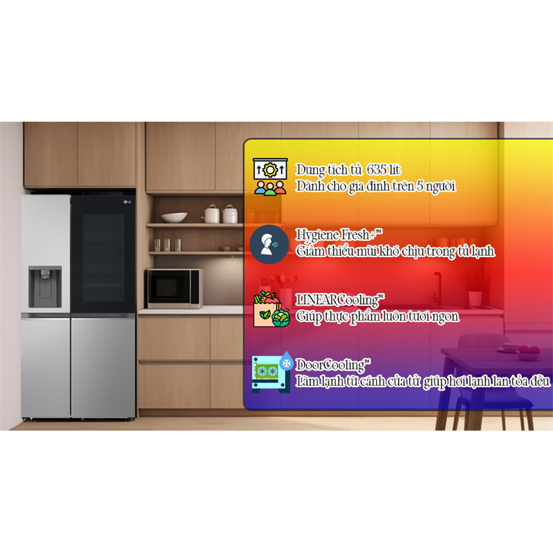 Tủ lạnh LG Inverter 635 lít Side By Side InstaView GR-G257SV 2023 - Side By Side 2 cánh