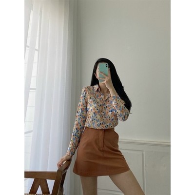 YU CHERRY | Áo sơ mi hoạ tiết hoa tay dài BASIC TEE SP000978
