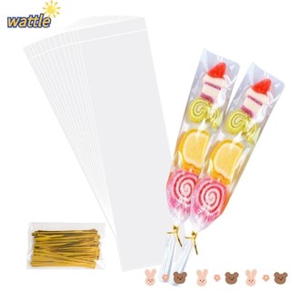 Wattle 100 Túi Nhựa, Bánh Quy Lollipop Dài Kẹo Điều Trị Túi, OPP Cellophane Đám Cưới Đồ Dùng Sinh Nhật