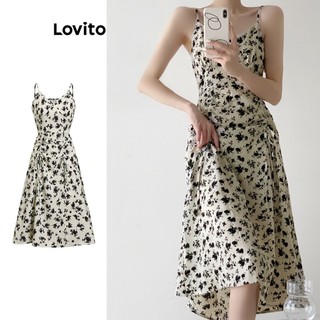 Đầm Lovito hoa nhí dây rút thường ngày cho nữ L77ED146