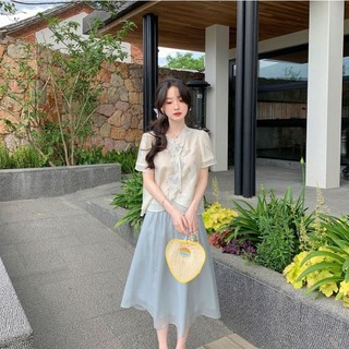  Áo Sơ Mi Nhỏ Thêu Nhẹ Nhàng Váy Nữ Dáng Nhỏ Bộ Đồ Phong Cách Trung Quốc Cho Nữ