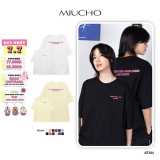 Áo thun unisex form rộng AT384 Miucho chất vải cotton in brand name