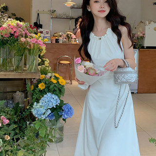 Eo rỗng dây sling đầm nữ mùa hè eo giảm béo giữa chiều dài