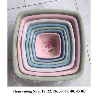 Thau vuông nhật tân lập thành - 18/22/26/30cm