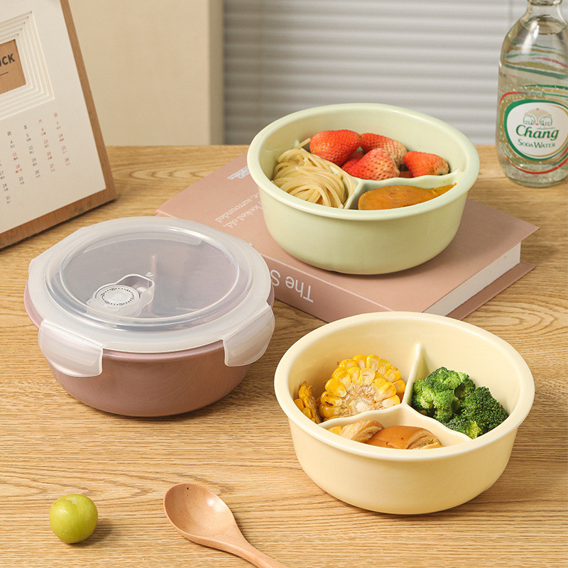 Gốm Tươi Bát Chia Hộp Bento Ngăn Gốm Bát Kín Sắc Nét Chia Hộp Cơm Trưa Tách Biệt Hộp Bento Hộp Cách 