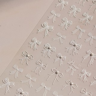 Sticker Nơ trắng Cao cấp Tomoni dán móng