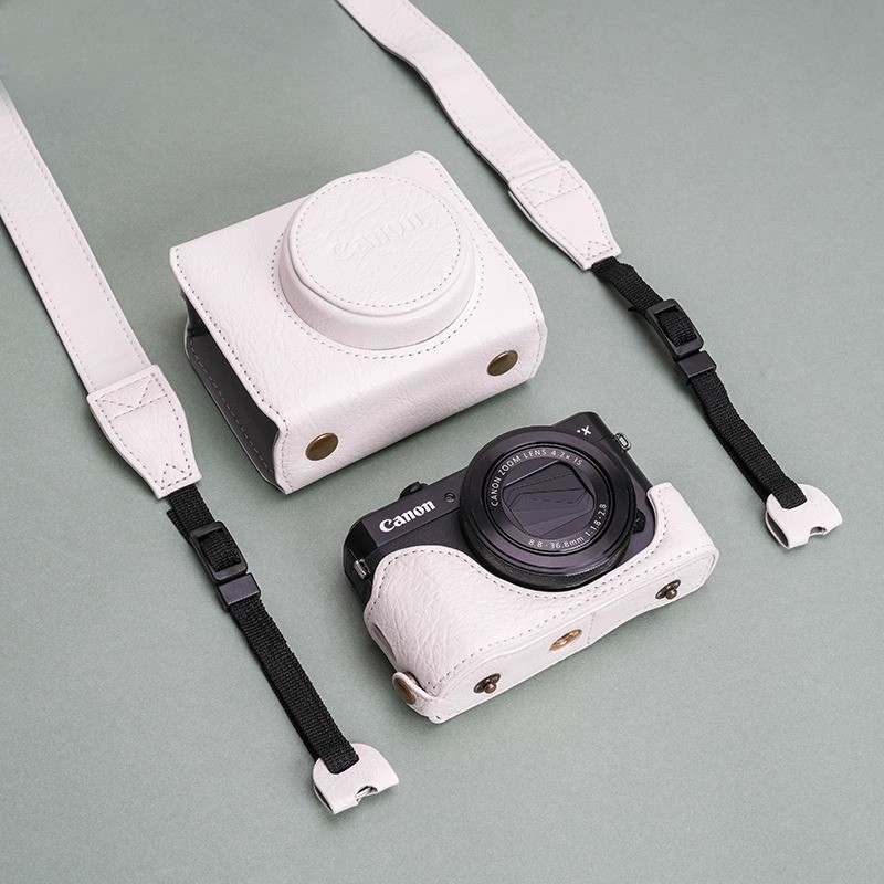 Túi đựng máy ảnh Canon G7X2/G7X3 tương thích, túi đeo chéo, vỏ bảo vệ họa tiết lychee retro, phụ kiệ