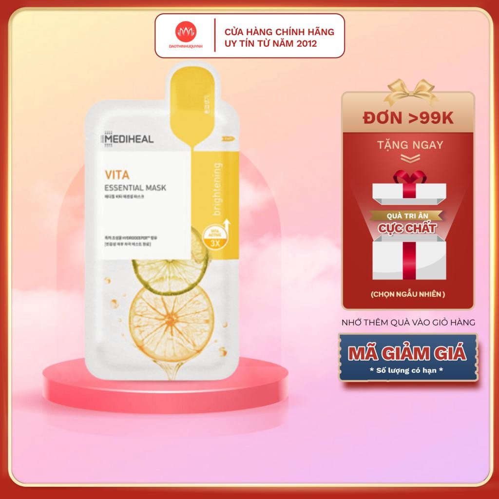 Mặt nạ giấy Mediheal Vita Lightbeam Essential EX - mediheal mask sáng da giảm thâm - 25ml ( Mẫu Mới)