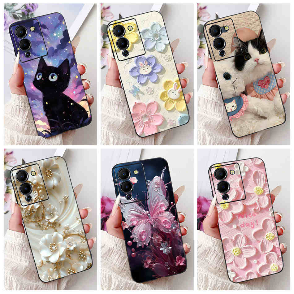 Dành Cho Infinix Note 12 G96 X670 Mèo Dễ Thương Họa Tiết Hoa Bướm Vỏ Điện Thoại Infinix Note12 G96 S