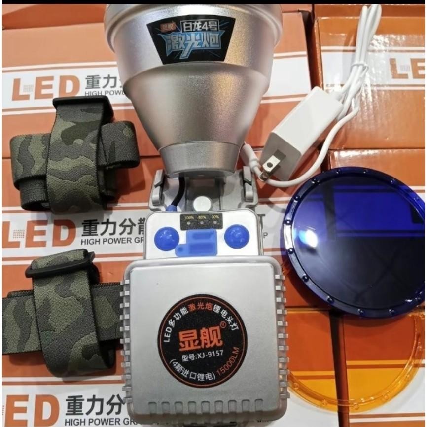 Đèn pin đội đầu Xj9157 bản nâng cấp của đèn xj9158 chiếu xa 500-1000m kèm 2 len đổi màu, sạc ngược l