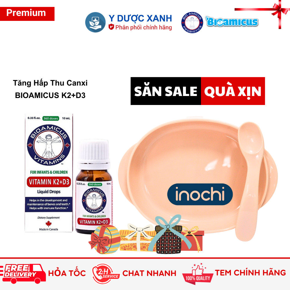 [ Y Dược Xanh ] BIOAMICUS VITAMIN K2D3, 10ml, Bổ sung vitamin D3 K2 cho bé