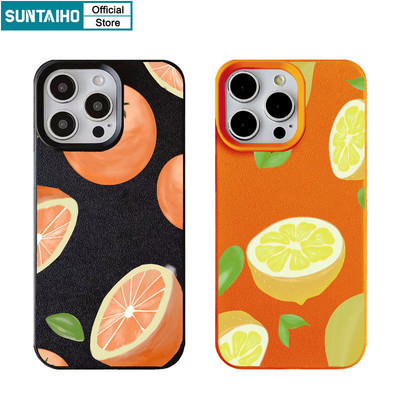 Suntaiho Vỏ Thẩm Mỹ Độc Đáo Họa Tiết Chanh Cam Ốp lưng Iphone 11 12 13 14 15 16 Pro Max IP 7 8 Plus Iphon X Xs XR Xs Max Silicon Mềm Cao Cấp Chống Sốc Ốp Lưng
