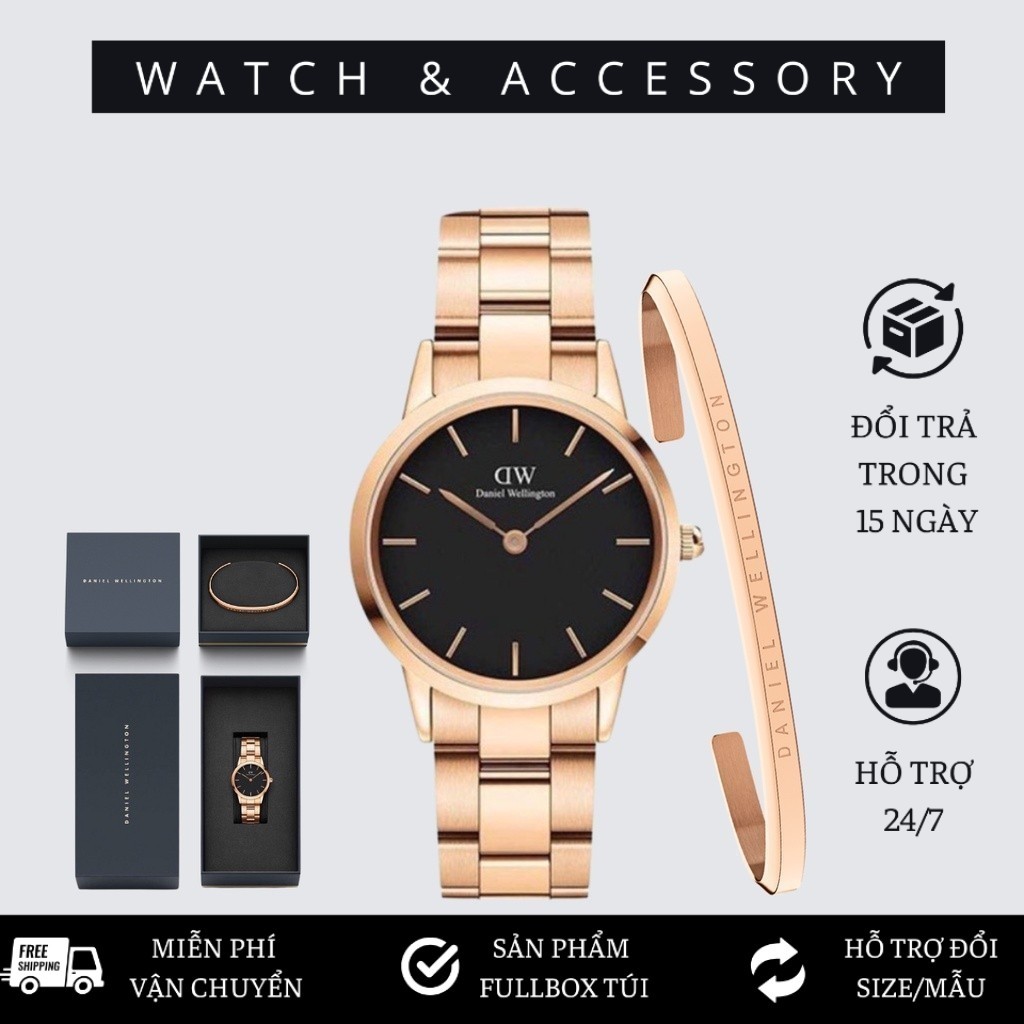 Đồng Hồ Nam Nữ Daniel Welington Iconic Link Rose Gold Black D_W Chính Hãng - DANIEL WATCH STORE SG