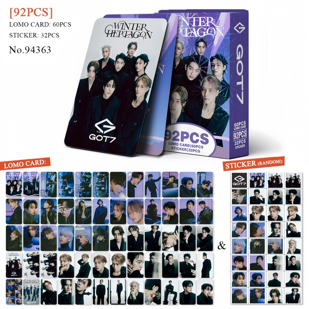 92 Chiếc GOT7 PYTHON ĐÔNG HEEPTAGON Album Lomo Cards Jay B JinYoung Mark Dán Photocards Jackson Youn