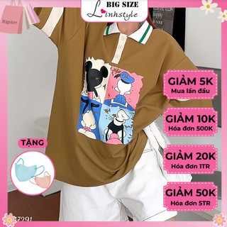 Áo polo oversize bigsize to form rộng hình micky ovs.10... 17291