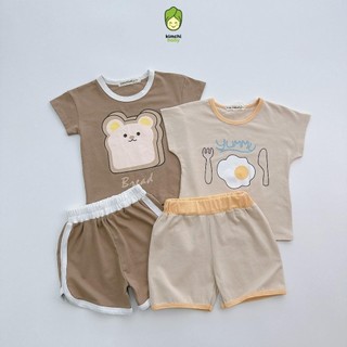 Bộ Cộc Tay Cho Bé Trai, Bé Gái KIMCHIBABY Vải Cotton 4C Hoạ Tiết Bánh Mì, Đồ Bộ Cho Bé Mặc Nhà K414