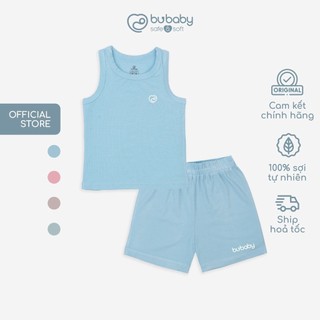 Bubaby bmd140402 bộ quần áo hè cho bé, bộ sát nách vải sợi gỗ sồi molist bu baby, bộ cộc bu chính hãng