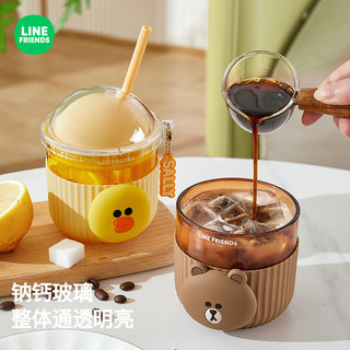 [LINE FRIENDS] Cốc có ống hút thủy tinh 310ML[LK]
