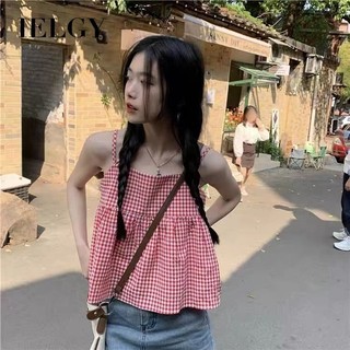 Ielgy Áo hai dây kẻ sọc ngọt ngào và dễ thương dành cho nữ