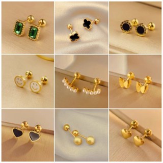 Tinh Tế Thép Titan Xương Tai Đinh Vít Thiết Kế Chống Mất Tai Mạ Điện 18K Colorfast Cổ Điển Thời Trang Bông Tai