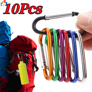 10 cái d hình hợp kim nhôm đầy màu sắc carabiner lò xo móc ba lô ngoài trời cắm trại khóa móc khóa dụng cụ leo núi