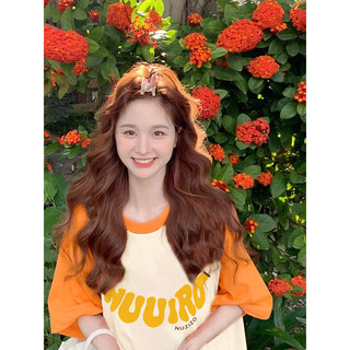 Fashmily Hàng có sẵn 100% Cotton Phong Cách Hàn Quốc In Hình Đồ Họa Độc Đáo Tay Ngắn Nữ Unisex Rời Quá Khổ Tee