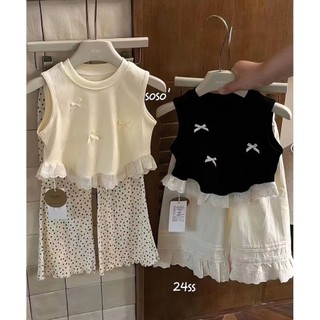 Qianqian Quần Áo Nữ QQ Khuyến Mãi Sản Phẩm Mới Mùa Hè Phong Cách Mới Trẻ Em Nơ Áo Vest Ren Bé Gái Phong Cách Ngọt Ngào Influencer Thời Trang Không Tay Áo Vest Dễ Thương Bán Đặc Biệt